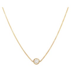 0.41ct Old European Diamond Bezel Set Solitaire Necklace in 14K Yellow Gold