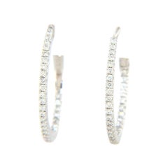 New 0.25ctw Diamond Small Inside Out Hoop Earrings in 10K White Gold