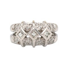 0.60ctw Princess and Pave Diamonds Anniversary Band Ring in 18K White Gold