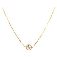 0.45ct Diamond Bezel Set Solitaire Necklace in 14K Yellow Gold
