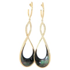 New Frederic Sage 0.19ctw Diamond Eternity Black Mother of Pearl Dangle Earrings