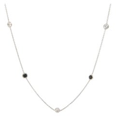 0.83ctw Black Diamond and 0.44ctw White Diamond Station Necklace in 14K