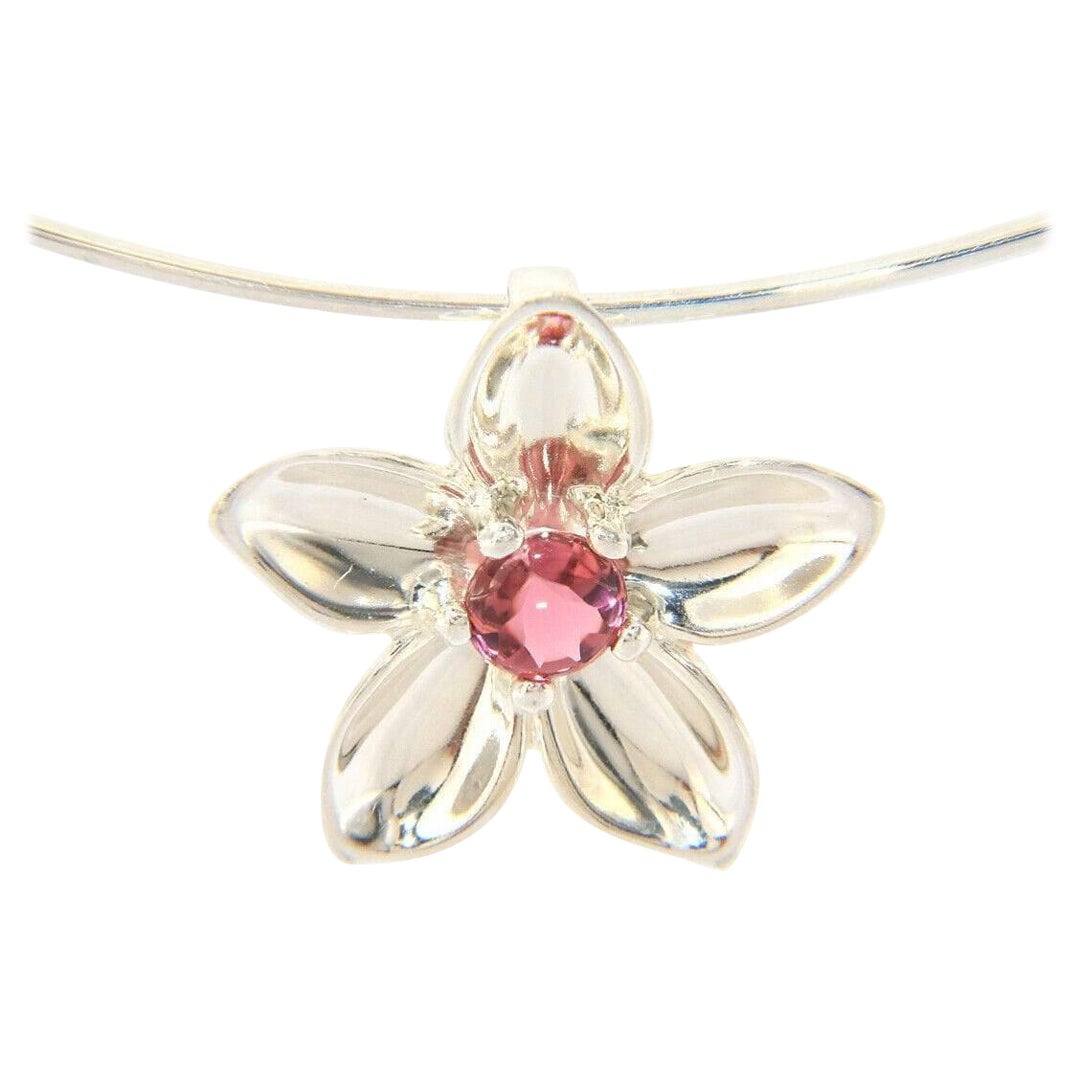 Tiffany & Co. Pink Tourmaline Flower Collar Necklace in Sterling Silver For Sale