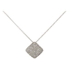1.00ctw Cushion Shape Pave Diamond Pendant Necklace in 14K White Gold