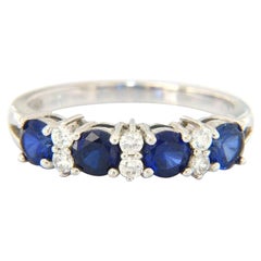 1.25ctw Sapphire and 0.15ctw Diamond Wedding Band Ring in 14K White Gold
