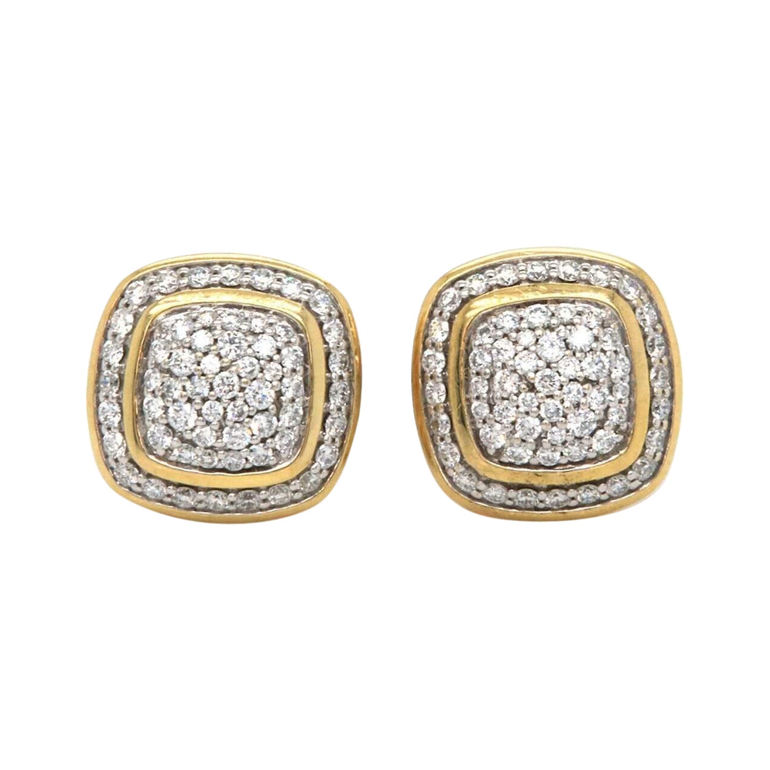 David Yurman Albion Pave Diamond Earrings in 18K Yellow Gold For Sale