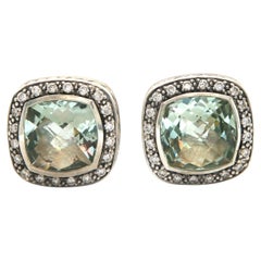 David Yurman Prasiolite and Diamond Albion Earrings in Sterling Silver