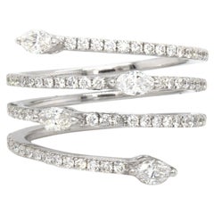 0.98ctw Marquise and Round Diamond Four Row Wrap Ring in 18K White Gold