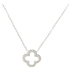 New 0.22ctw Diamond Open Quatrefoil Necklace in 14K White Gold