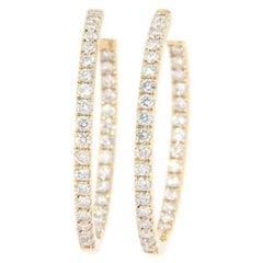 New 2.66ctw Diamond Inside Out Hoop Earrings in 14K White Gold