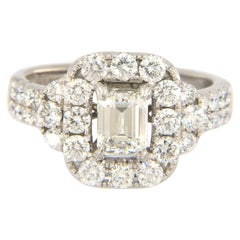 1.80ctw Emerald Diamond Frame Engagement Ring in 18K White Gold