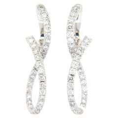 New 1.35ctw Diamond Freeform Twist Hoop Earrings in 14K White Gold