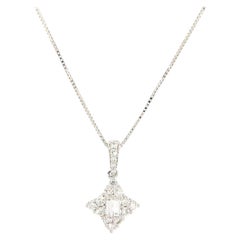 New 0.36ctw Baguette and Round Diamond Star Pendant Necklace in 14K White Gold