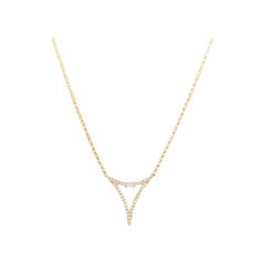 New 0.12ctw Baguette and Round Diamond Open Triangle Pendant Necklace in 14K