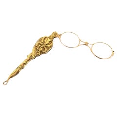 Art Nouveau Lorgnettes Iris Glasses in 14K Yellow Gold