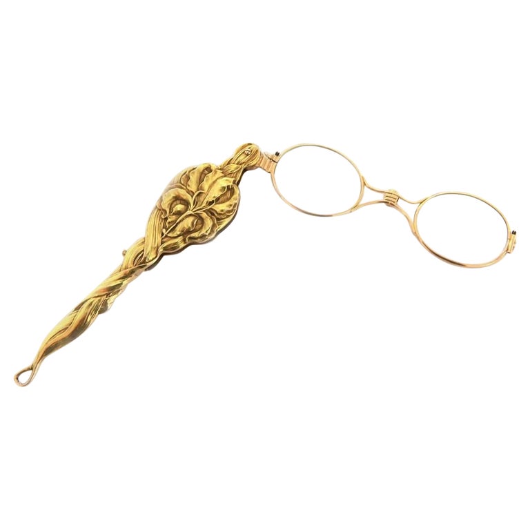 Art Nouveau Iris Glasses in 14K Yellow Gold For Sale at 1stDibs