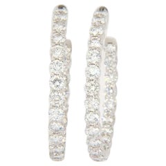 New 7.30ctw Diamond Inside-Out J Hoop Earrings in 18K White Gold