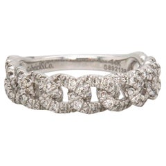 New Gabriel & Co. Pave Diamond Woven Link Band Ring in 14K White Gold