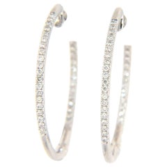 New 0.25ctw Diamond Inside Out Hoop Earrings in 14K White Gold