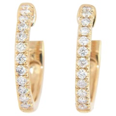 New 0.54ctw Diamond Small Hoop Earrings in 14K Yellow Gold