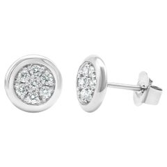 Bezel Set Cluster Diamond Earrings 14K White, Yellow, and Rose Gold