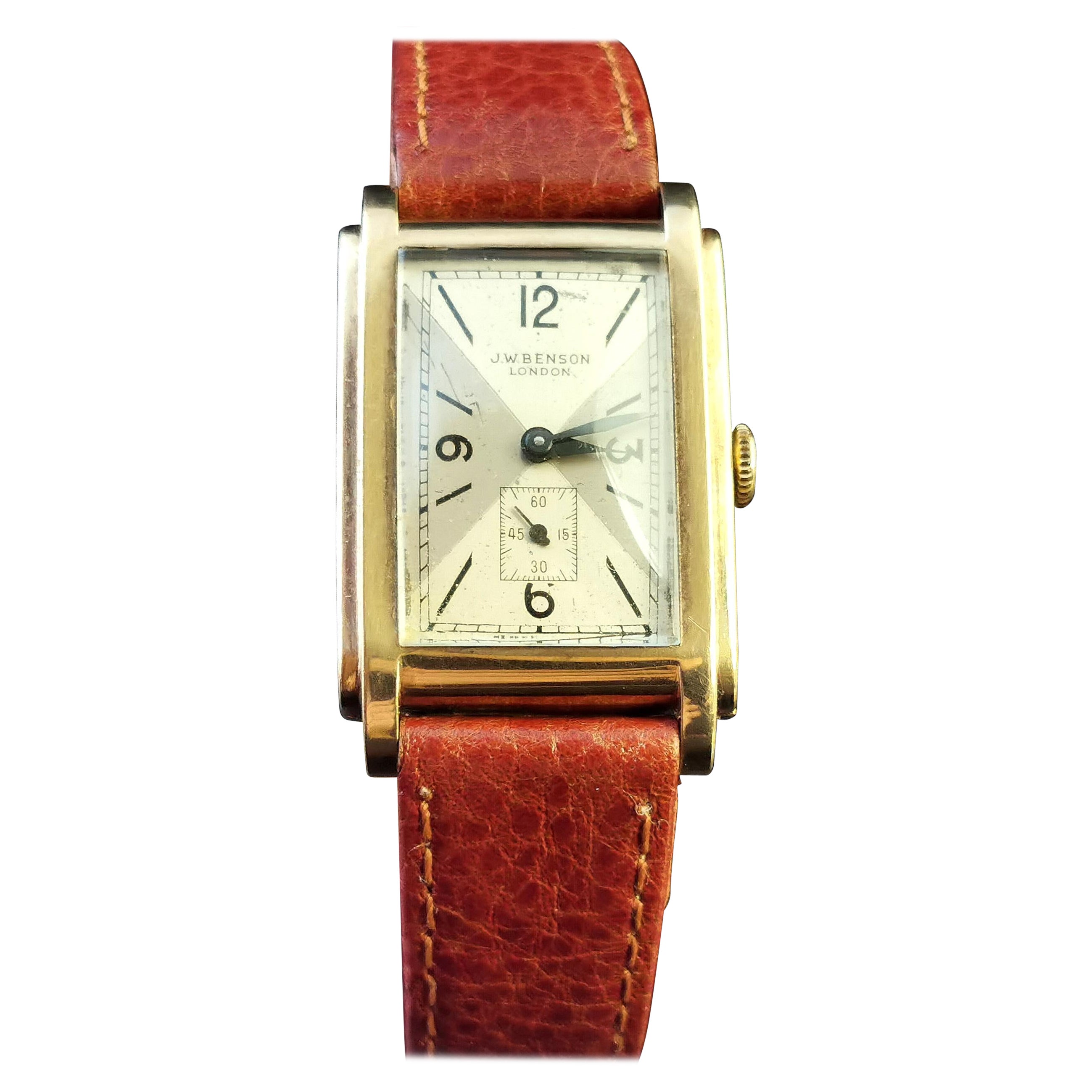Vintage Gents Yellow Gold Wristwatch, J W Benson 