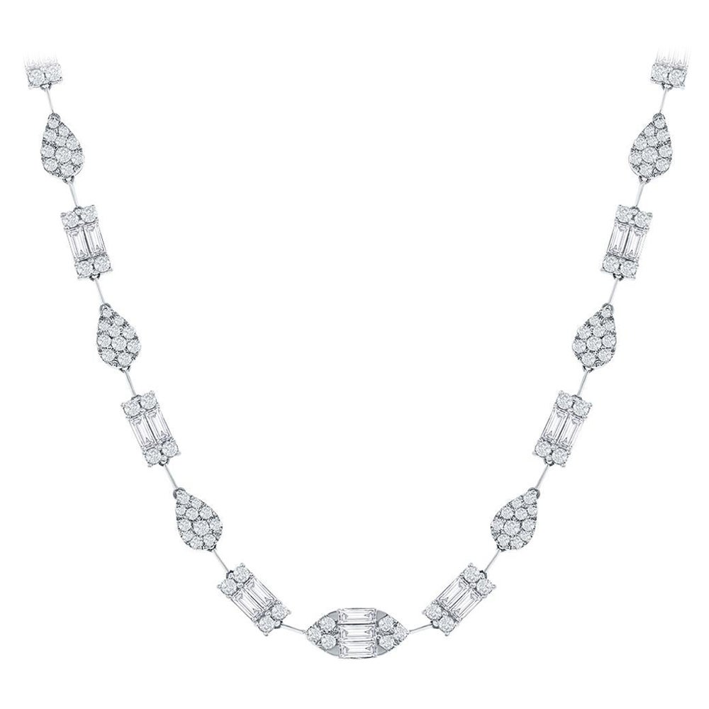 Collier de diamants blancs 18 carats de formes multiples