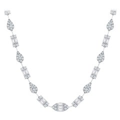 18K White Multi Shape Diamond Necklace