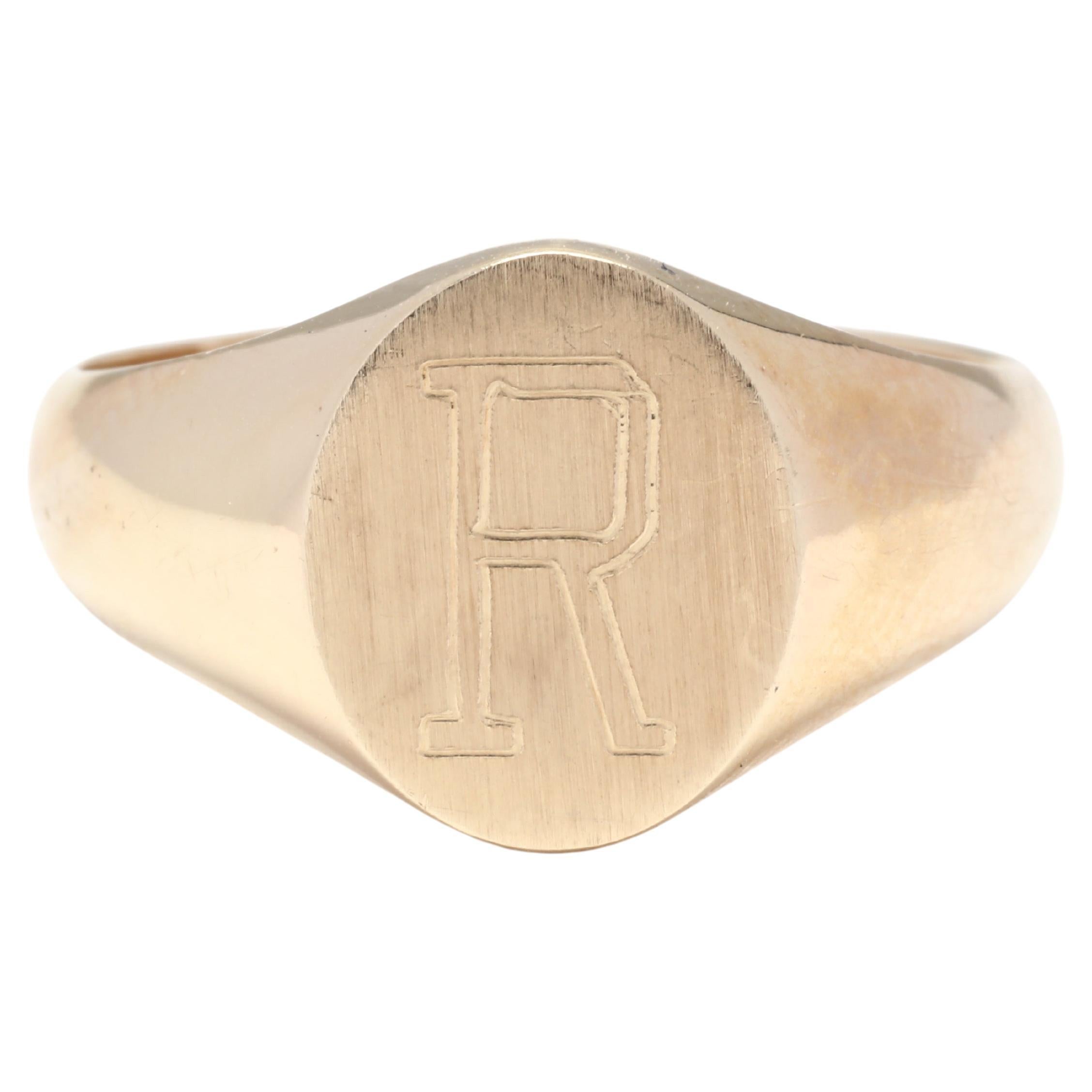 14K R Signet Ring
