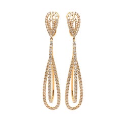 Pair of 18 Karat Yellow Gold and Diamond Earrings