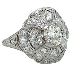 Gorgeous Art Deco Vintage Platinum Diamond Cluster Ring Wedding Ring