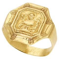 Antique Silver-Gilt Saint Anthony of Padua Bishop Ring