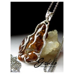 Vintage PD698046 - Handmade Jewelry 925 Sterling Silver Bohemian Ana Silver Co Mexican Fire Agate Pendant 1 5/8 