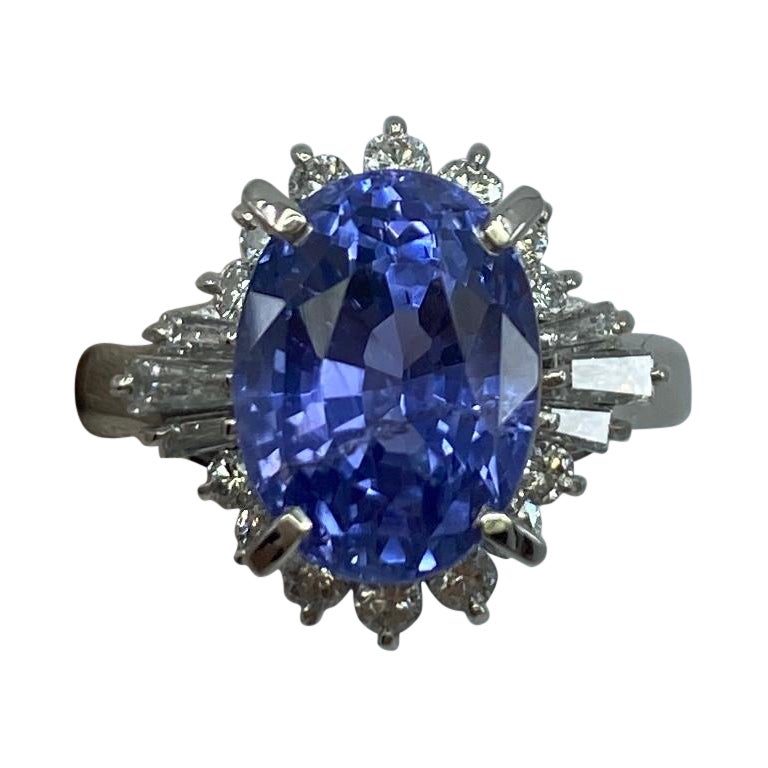 GIA Certified 7.08 Carat Untreated Color Change Sapphire & Diamond Cocktail Ring For Sale