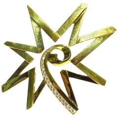 Paloma Picasso for Tiffany & Co. Diamond Gold Huge Star Motif Pin