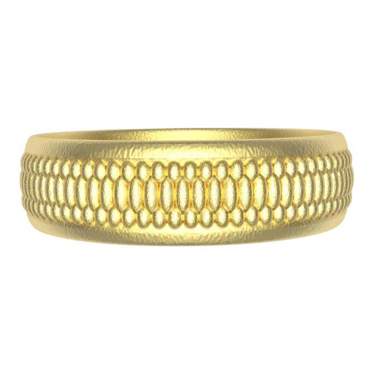 For Sale:  18 Karat Yellow Gold Milgrain Matte Wedding Band