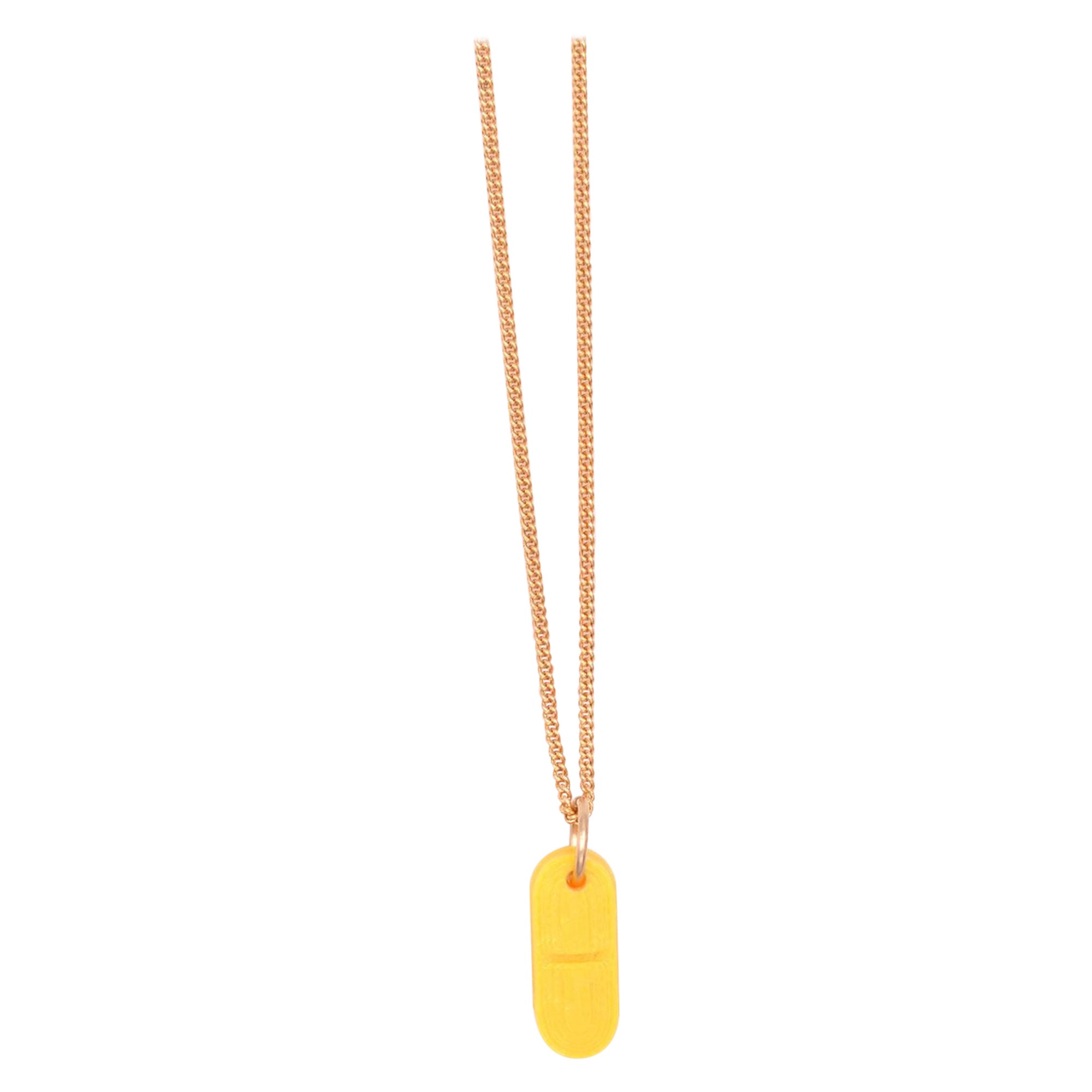 3d Printed Yellow Pill Necklace For Sale
