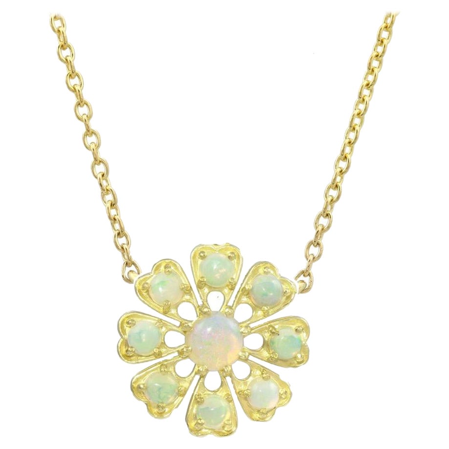 Amyn, Florette Opal Necklace in 18k Yellow Gold For Sale