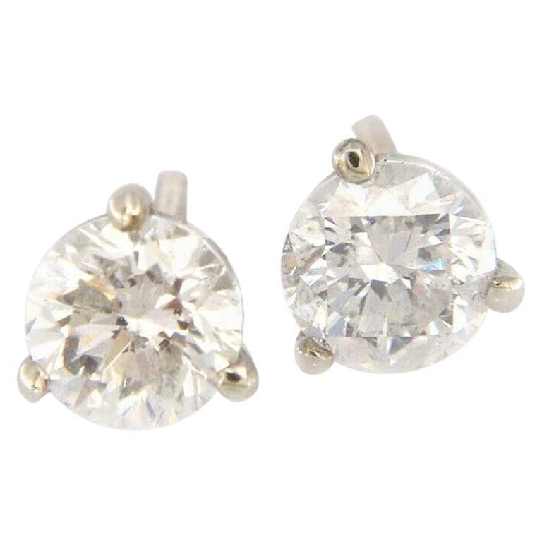 White Diamond Earrings Studs Single Stone Round Brilliant Cut Solitaire ...