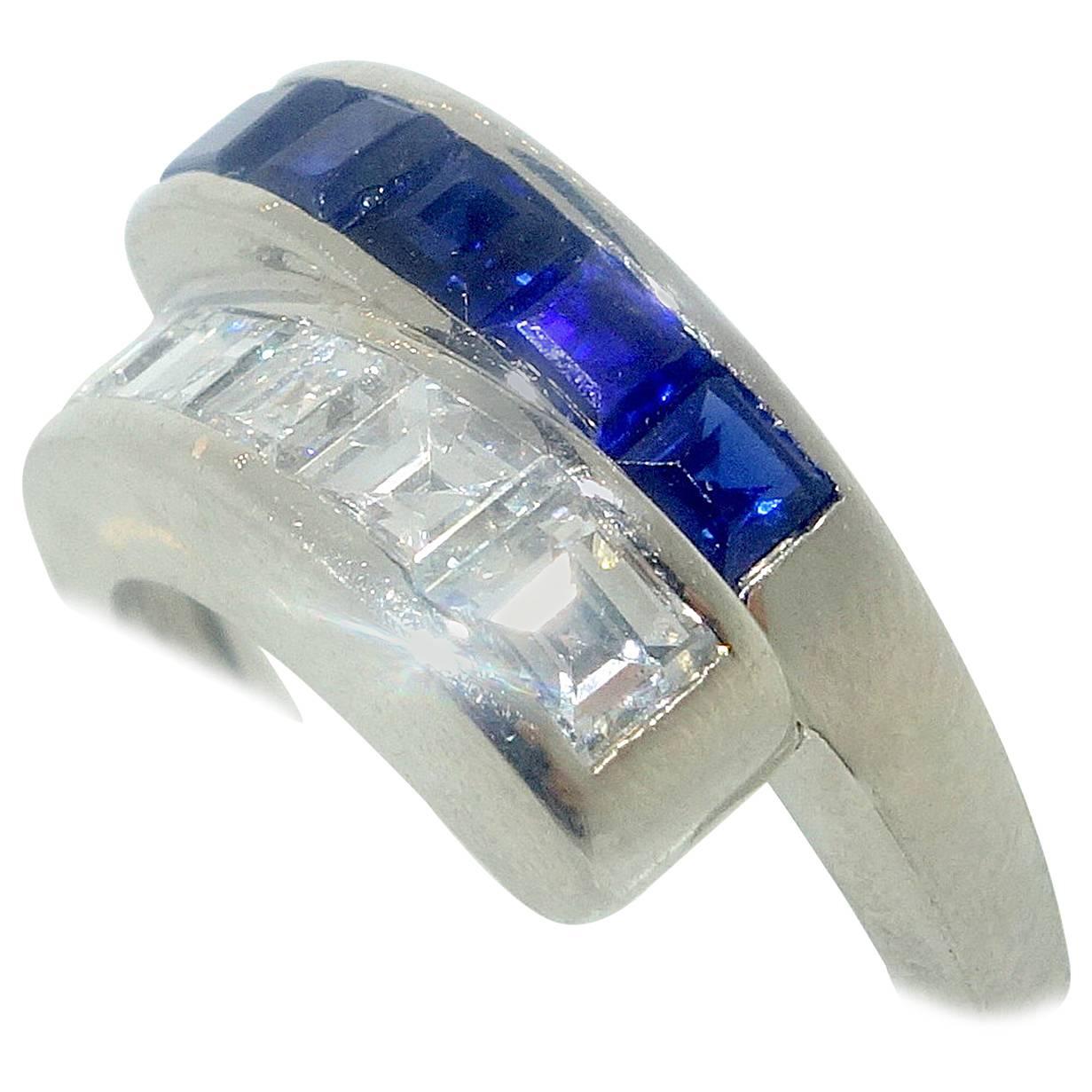 Sapphire Diamond Platinum Ring