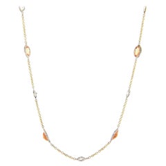 3.15ctw Spessartite Garnet and 0.76ctw Diamond Station Necklace in 14K