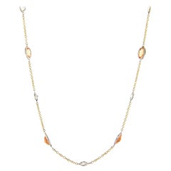 3.15ctw Spessartite Garnet and 0.76ctw Diamond Station Necklace in 14K