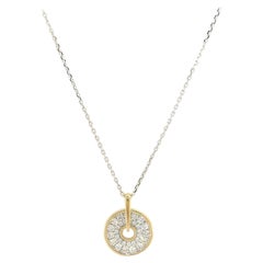 New Frederic Sage Pave Diamond Two Tone Spin Disc Pendant Necklace in 14K