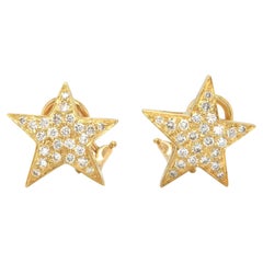 0.50ctw Pave Diamond Star Stud Earrings in 18K Yellow Gold