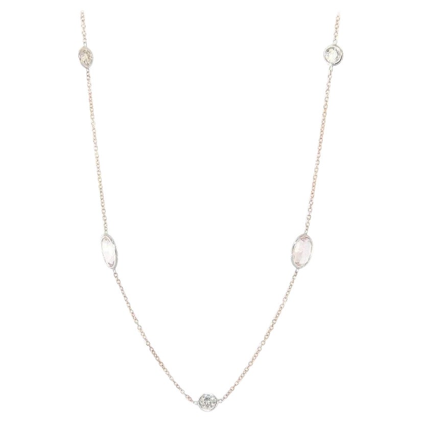 Le Vian 1.51ctw Morganite and 0.54ctw Diamond Station Necklace in 14K For Sale