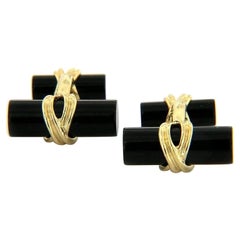 Tiffany & Co. Black Onyx Cufflinks in 18K Yellow Gold