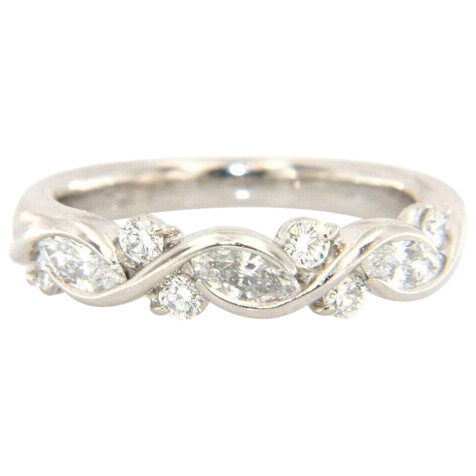 SUWA Marquise and Round Diamond Anniversary Band Ring in Platinum For Sale
