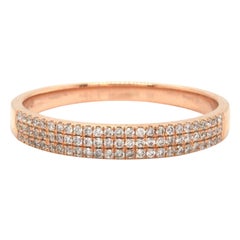 0.15ctw Diamond Triple Row Wedding Band Ring in 14K Rose Gold