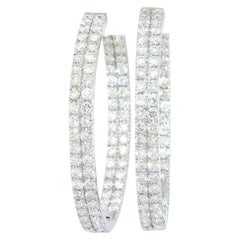 New 6.01ctw Diamond Double Row Inside Out Hoop Earrings in 14K White Gold