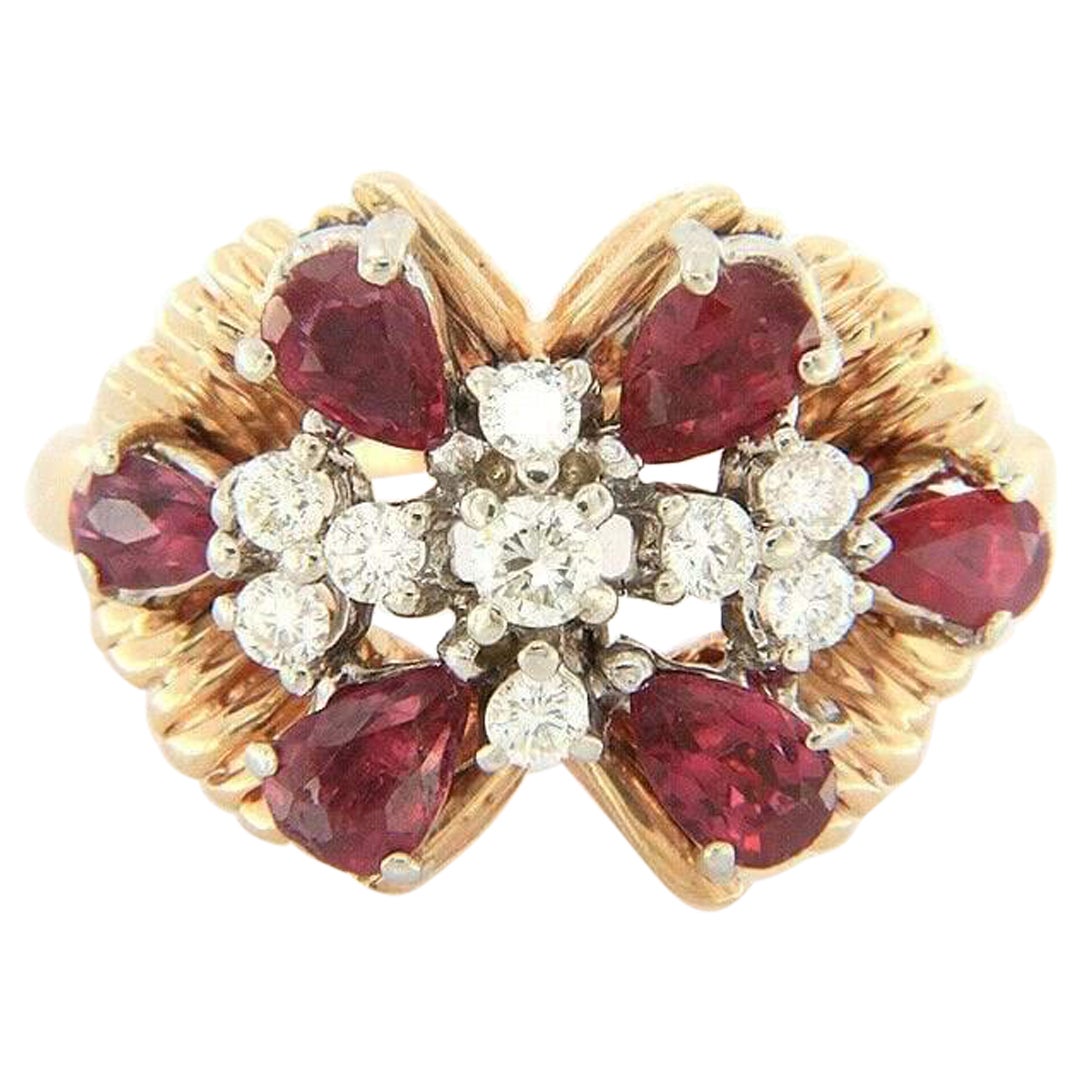 1.30ctw Ruby and 0.37ctw Diamond Ring in 14K Yellow Gold For Sale